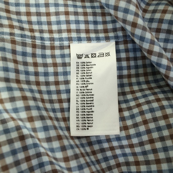 Eton Dress Shirt Men's Large L 16-41 Blue/Brown Gingham Check Contemporary Fit - Picture 5 of 12